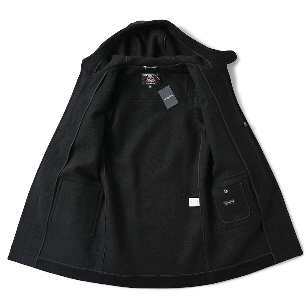 INVERTERE インバーティア NEWTON ABBOT Joshua Ellis ウール ヘリンボーン ダッフルコート BLACK