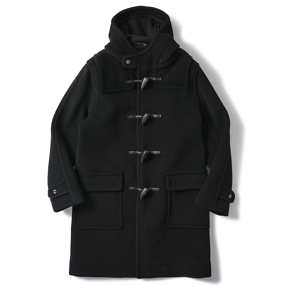 INVERTERE インバーティア NEWTON ABBOT Joshua Ellis ウール ヘリンボーン ダッフルコート BLACK