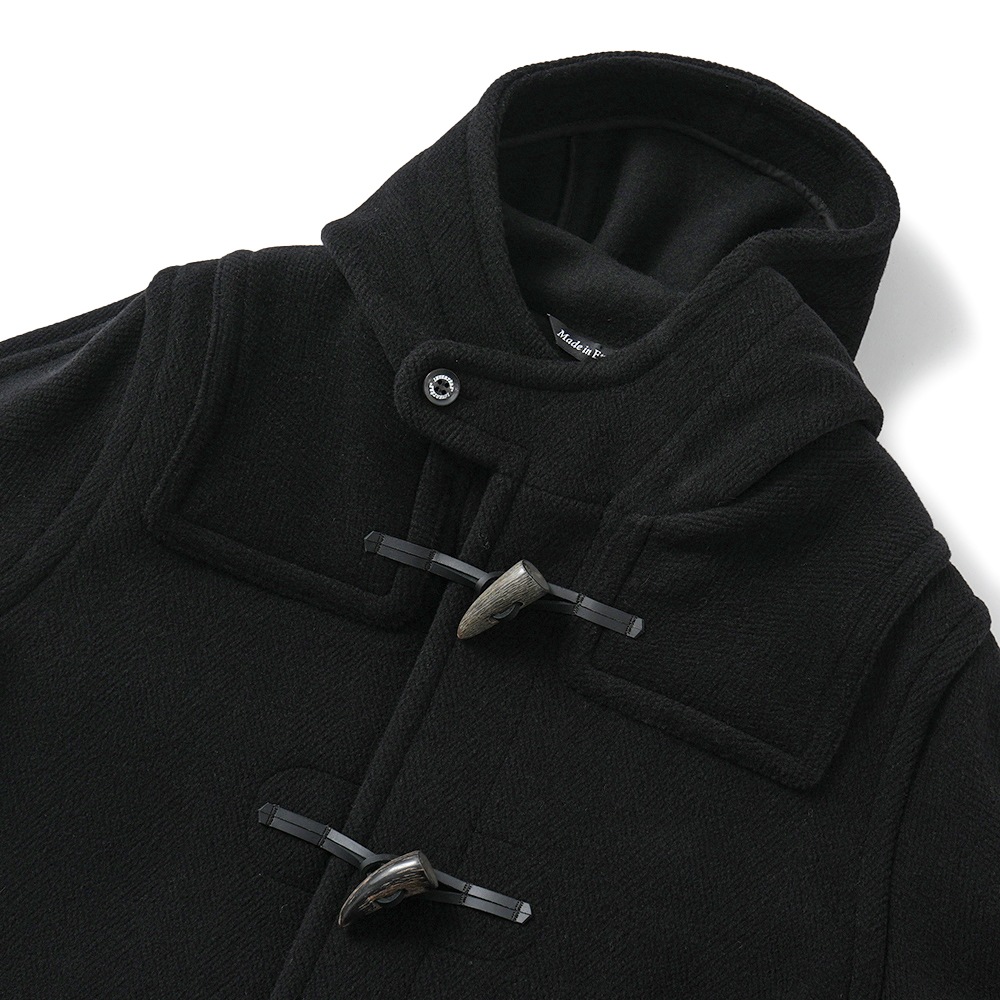 INVERTERE インバーティア NEWTON ABBOT Joshua Ellis ウール ヘリンボーン ダッフルコート BLACK