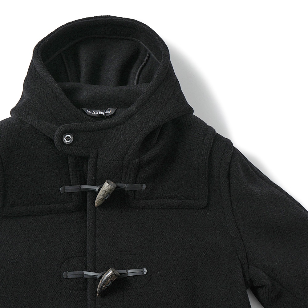 INVERTERE インバーティア NEWTON ABBOT Joshua Ellis ウール ヘリンボーン ダッフルコート BLACK