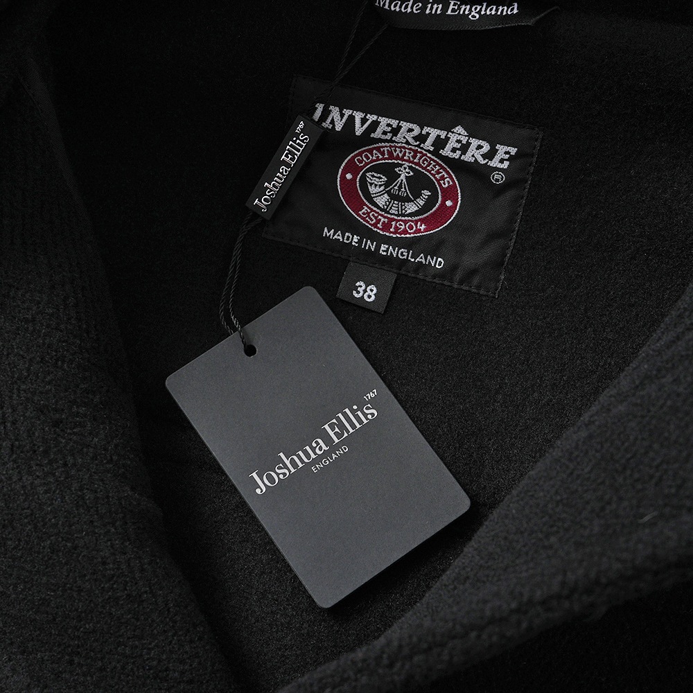 INVERTERE インバーティア NEWTON ABBOT Joshua Ellis ウール ヘリンボーン ダッフルコート BLACK