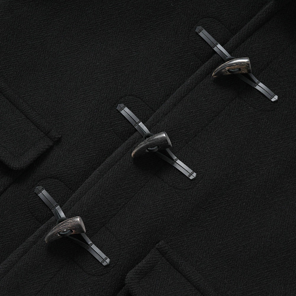 INVERTERE インバーティア NEWTON ABBOT Joshua Ellis ウール ヘリンボーン ダッフルコート BLACK