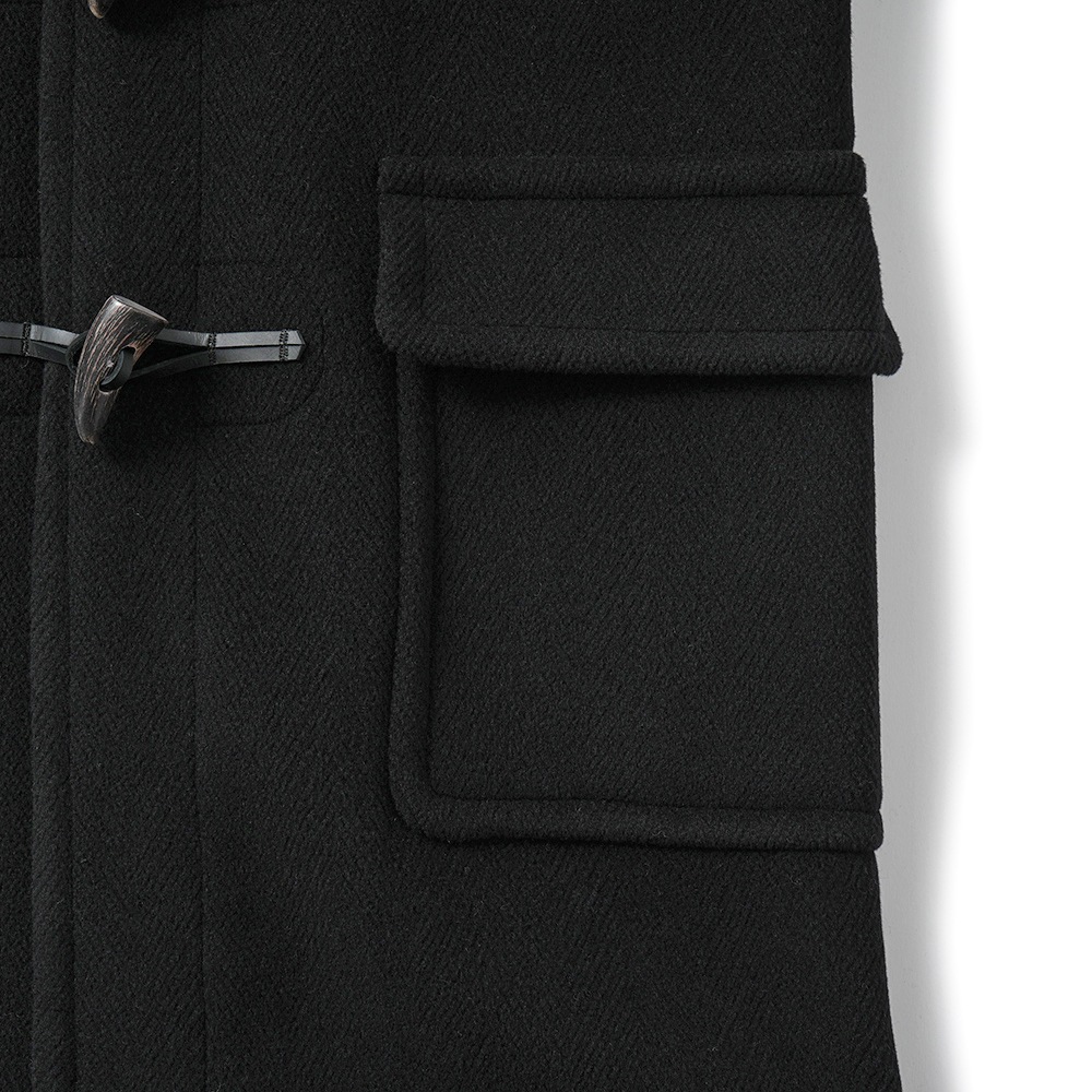INVERTERE インバーティア NEWTON ABBOT Joshua Ellis ウール ヘリンボーン ダッフルコート BLACK