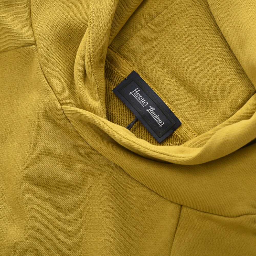 HERNO Laminar ヘルノ ラミナー JG008UL-50017 エンボス ロゴ スウェット プルオーバーパーカ YELLOW