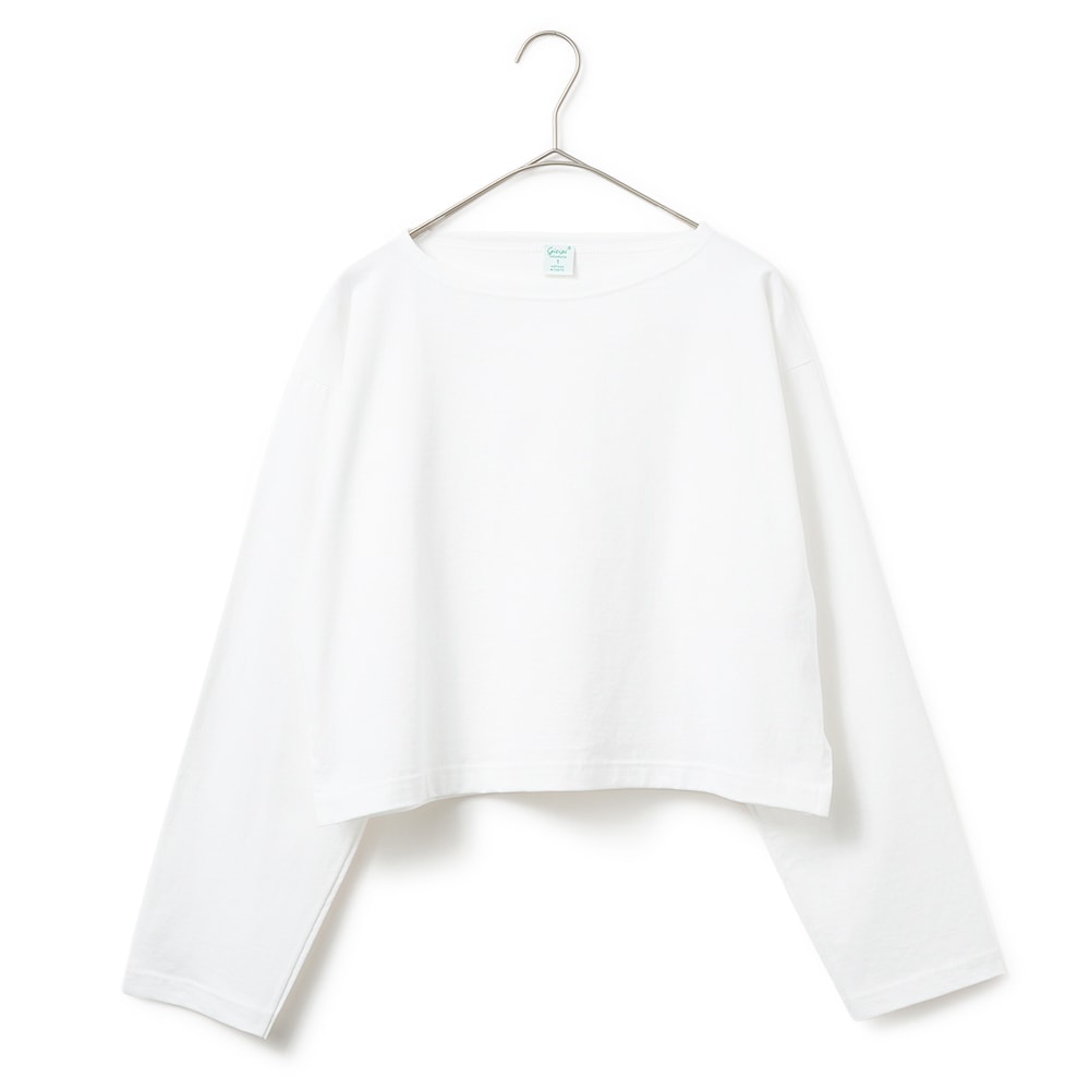 GICIPI ジチピ 2516P PETROLIO Jersey Doppio Ritorto ペトローリオ クロップド丈 ボートネック カットソー BIANCO
