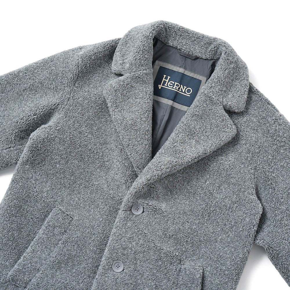 HERNO ヘルノ MELANGE TEDDY エコファー チェスターコート CA000206U-12735 L.GREY