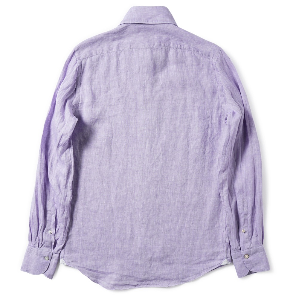 FINAMORE フィナモレ SERGIO BARI/010608 C0032 リネン ソリッド カッタウェイカラーシャツ PURPLE