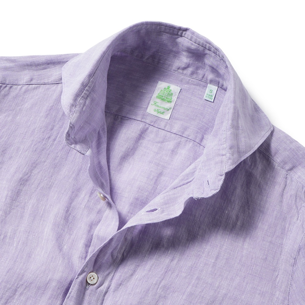 FINAMORE フィナモレ SERGIO BARI/010608 C0032 リネン ソリッド カッタウェイカラーシャツ PURPLE