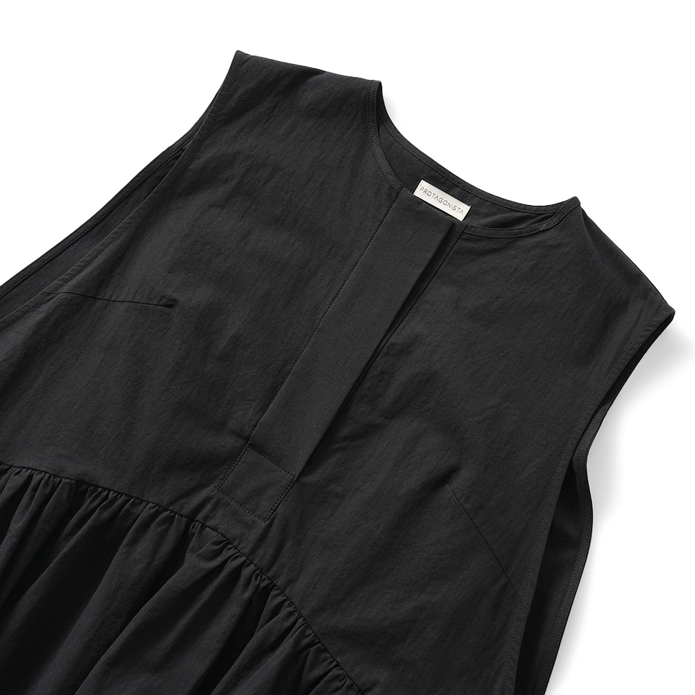 PROTAGONISTA プロタゴニスタ ノースリーブ ギャザーブラウス PNT-BL-10A BLACK