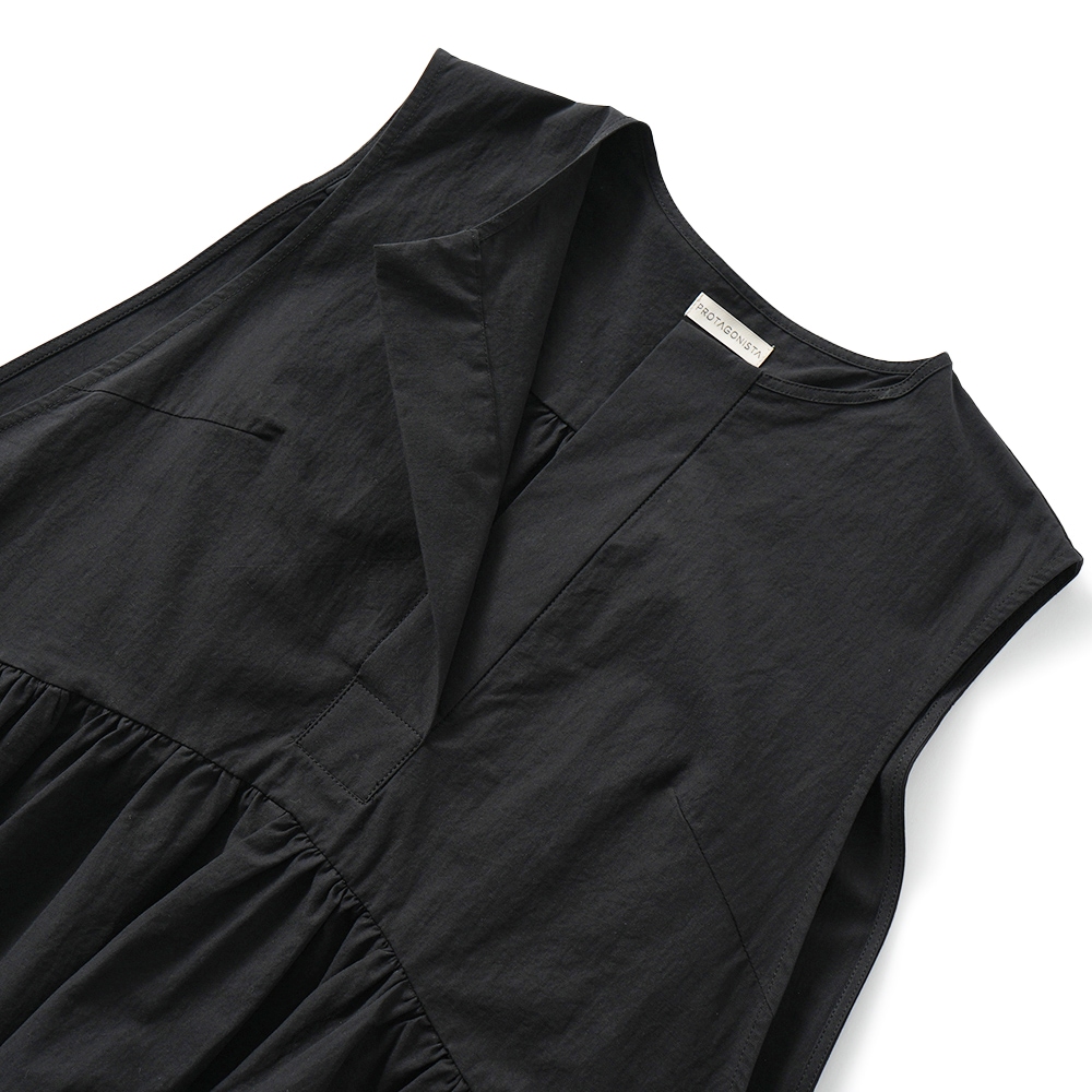 PROTAGONISTA プロタゴニスタ ノースリーブ ギャザーブラウス PNT-BL-10A BLACK