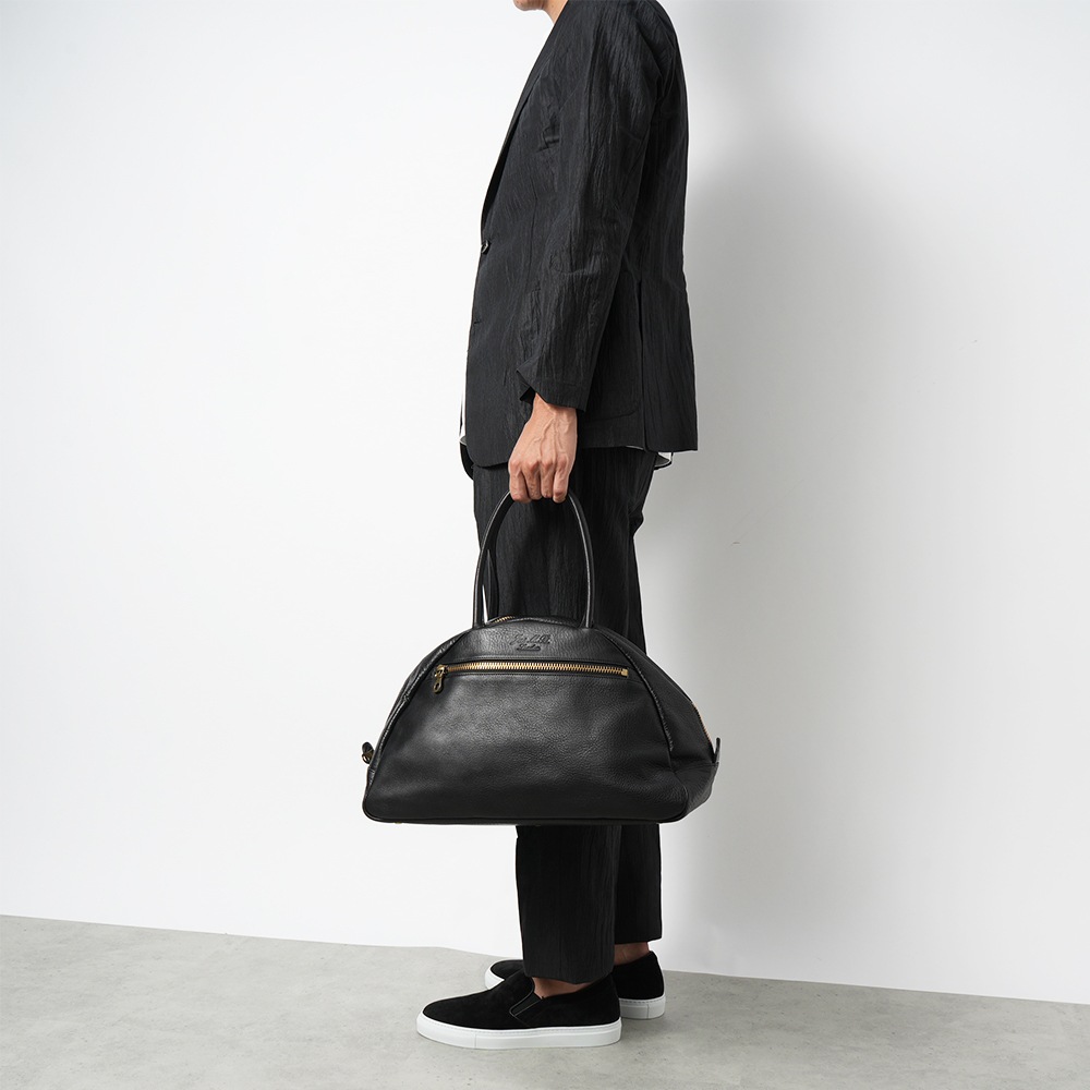 JAS M.B. ジャス エムビー Mini Boston ミニ ボストン ヌメオイルシュリンクレザー ボストンバッグ BLACK