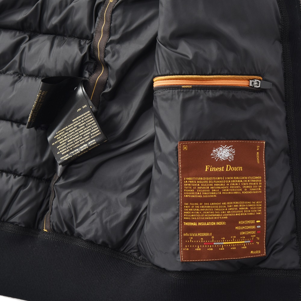 MOORER ムーレー CHIRICO-SF3 キリコ ライトダウン×スウェット フーデッドブルゾン BLACK