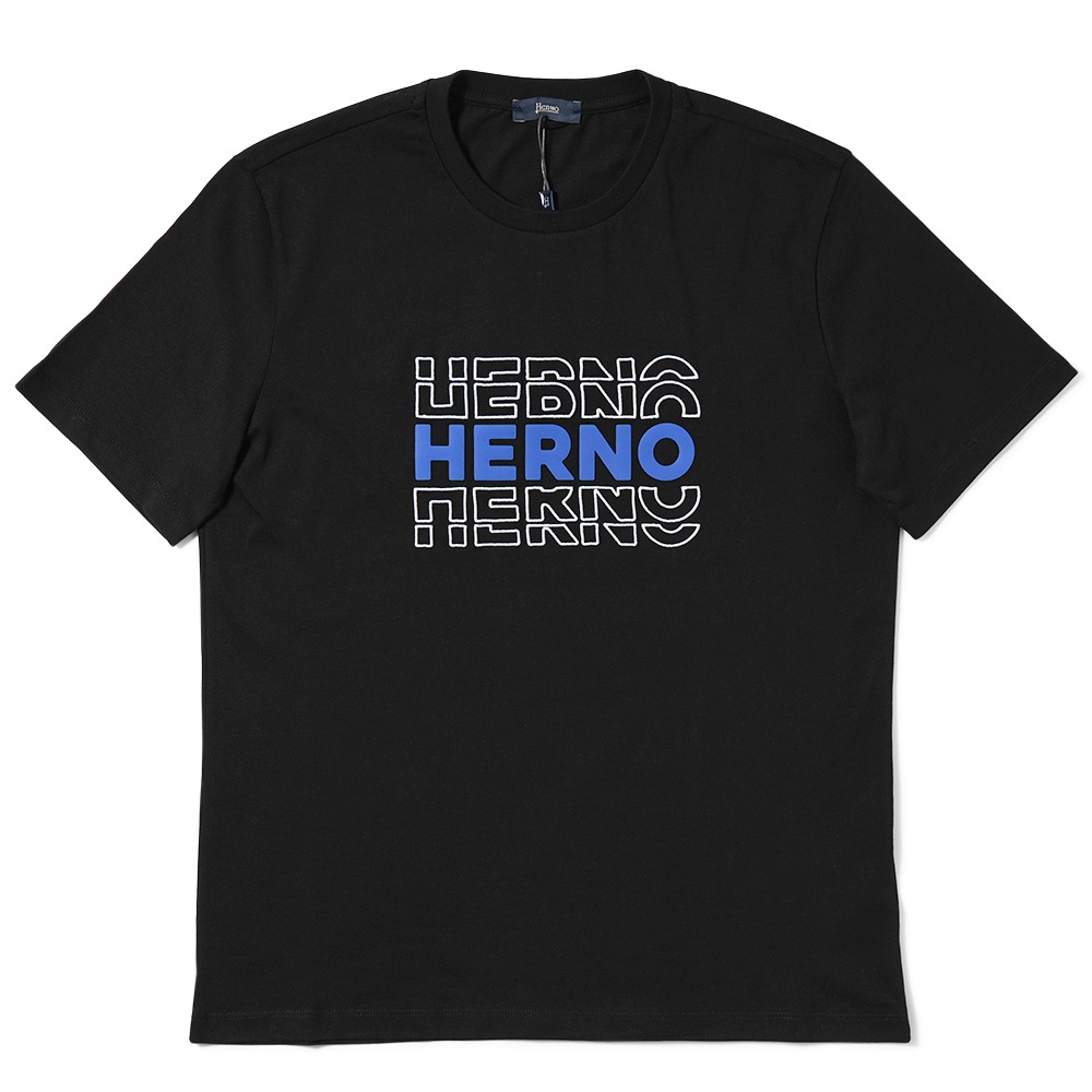 HERNO ヘルノ コンパクトジャージ ロゴ刺繍・プリント ショートスリーブ Tシャツ JG000195U-52000 BLACK