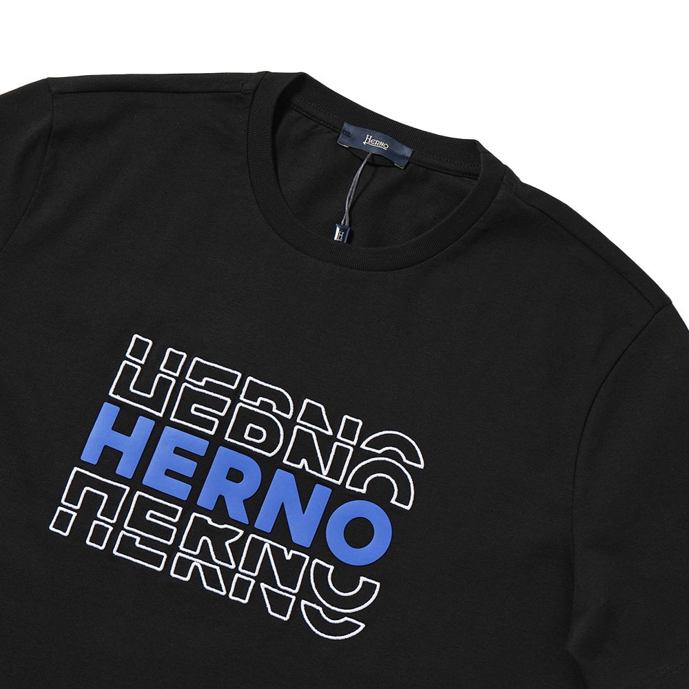 HERNO ヘルノ コンパクトジャージ ロゴ刺繍・プリント ショートスリーブ Tシャツ JG000195U-52000 BLACK