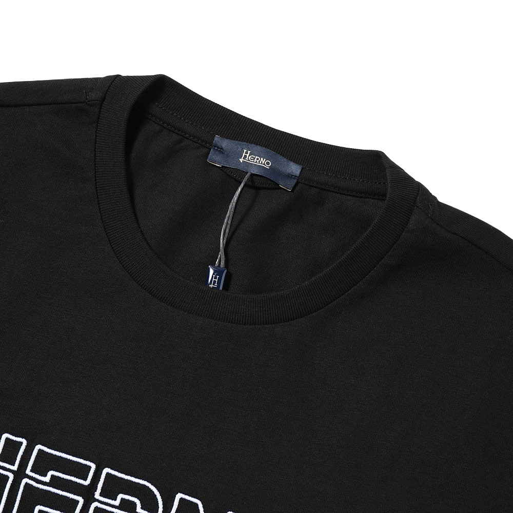 HERNO ヘルノ コンパクトジャージ ロゴ刺繍・プリント ショートスリーブ Tシャツ JG000195U-52000 BLACK