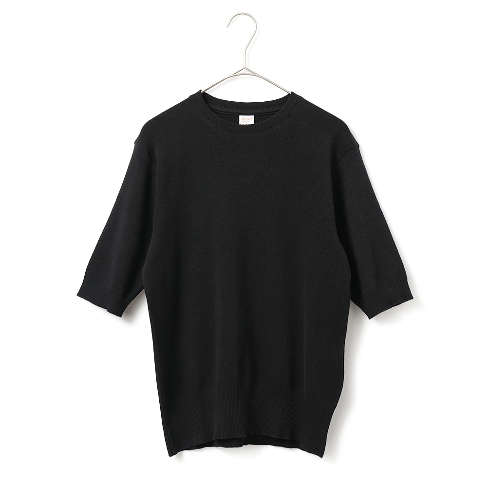 GICIPI ジチピ 2521P ARGENTO Cotone Soft アルジェーント クルーネック ５分袖 ニットソー NERO