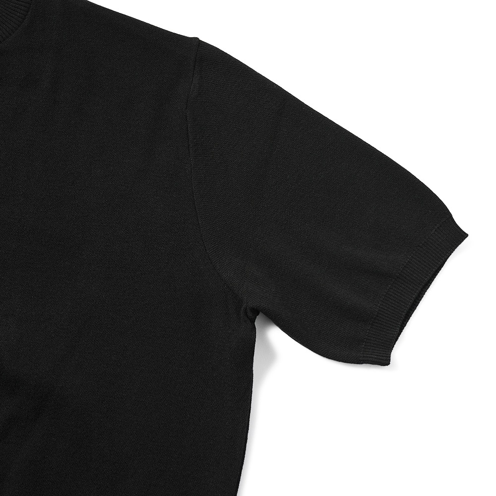 GICIPI ジチピ 2407P CALAMARO Nido D'Ape カラマーロ ニド・ダーペ 蜂の巣鹿編み モックネック ショートスリーブニットソー BLACK