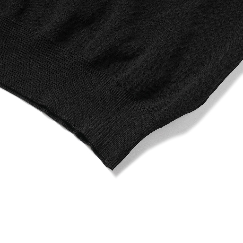 GICIPI ジチピ 2407P CALAMARO Nido D'Ape カラマーロ ニド・ダーペ 蜂の巣鹿編み モックネック ショートスリーブニットソー BLACK