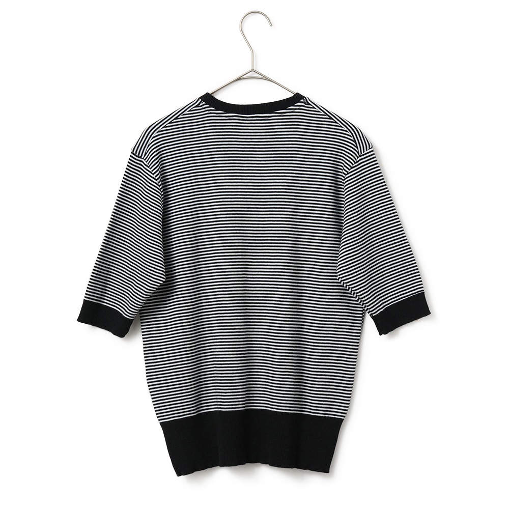 GICIPI ジチピ 2521P ARGENTO Cotone Soft アルジェーント クルーネック ５分袖 ニットソー NERO×BIANCO