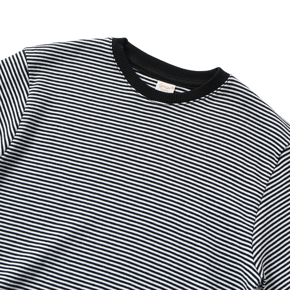 GICIPI ジチピ 2521P ARGENTO Cotone Soft アルジェーント クルーネック ５分袖 ニットソー NERO×BIANCO