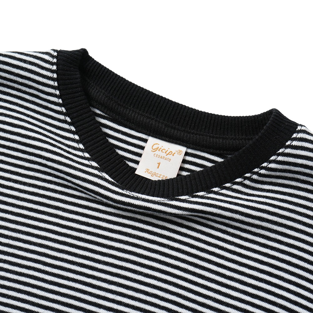 GICIPI ジチピ 2521P ARGENTO Cotone Soft アルジェーント クルーネック ５分袖 ニットソー NERO×BIANCO