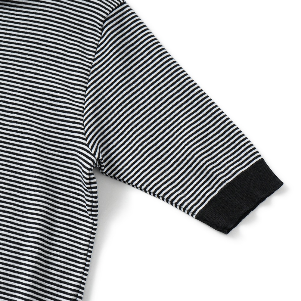 GICIPI ジチピ 2521P ARGENTO Cotone Soft アルジェーント クルーネック ５分袖 ニットソー NERO×BIANCO