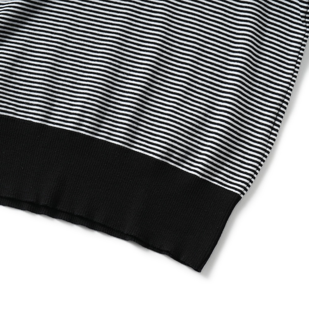 GICIPI ジチピ 2521P ARGENTO Cotone Soft アルジェーント クルーネック ５分袖 ニットソー NERO×BIANCO