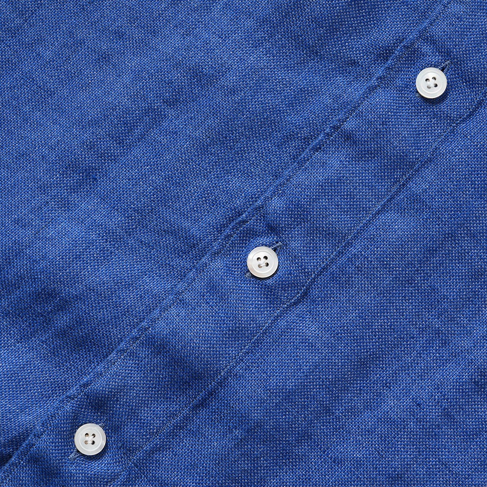 Finamore フィナモレ SERGIO BARI/240068 M0716 リネン バスケット織 カッタウェイカラーシャツ BLUE