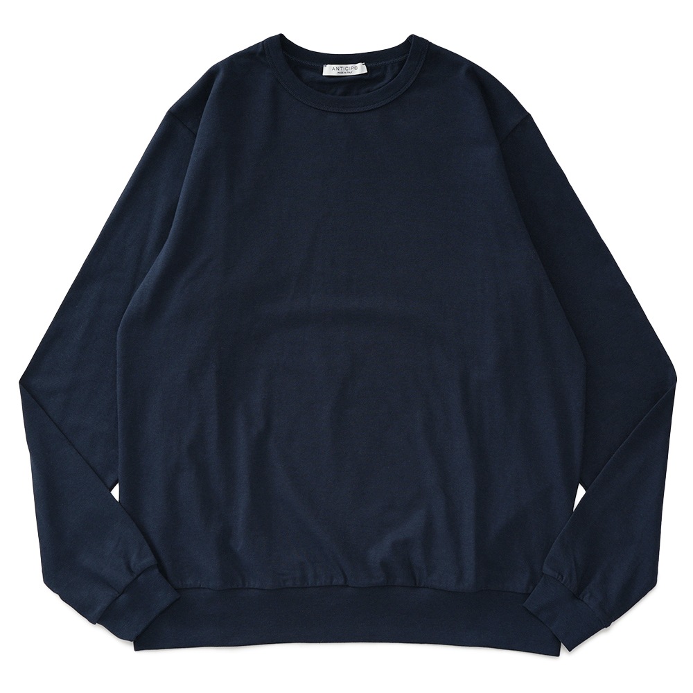ANTICIPO アンティーチポ NEBBIOLO LUNGO/SMOOTH スムースコットン クルーネック ロングスリーブTシャツ NAVY