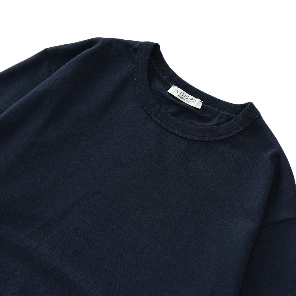 ANTICIPO アンティーチポ NEBBIOLO LUNGO/SMOOTH スムースコットン クルーネック ロングスリーブTシャツ NAVY