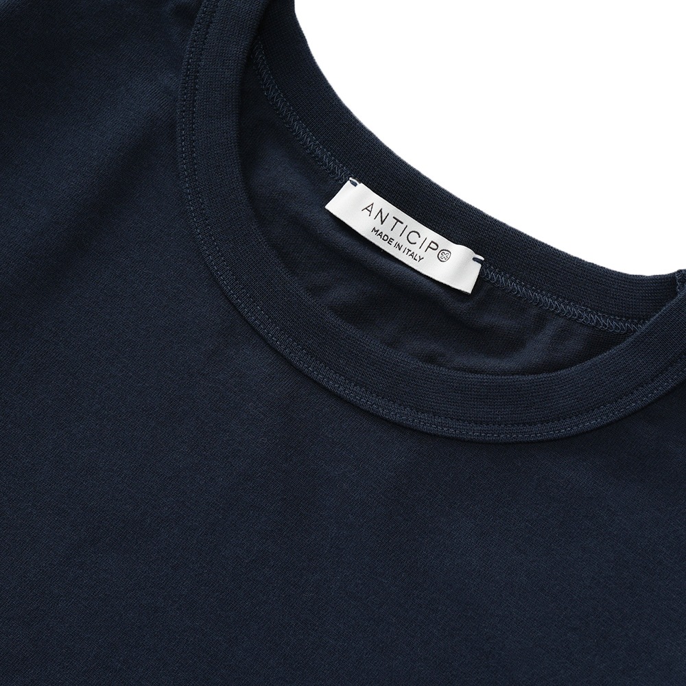 ANTICIPO アンティーチポ NEBBIOLO LUNGO/SMOOTH スムースコットン クルーネック ロングスリーブTシャツ NAVY