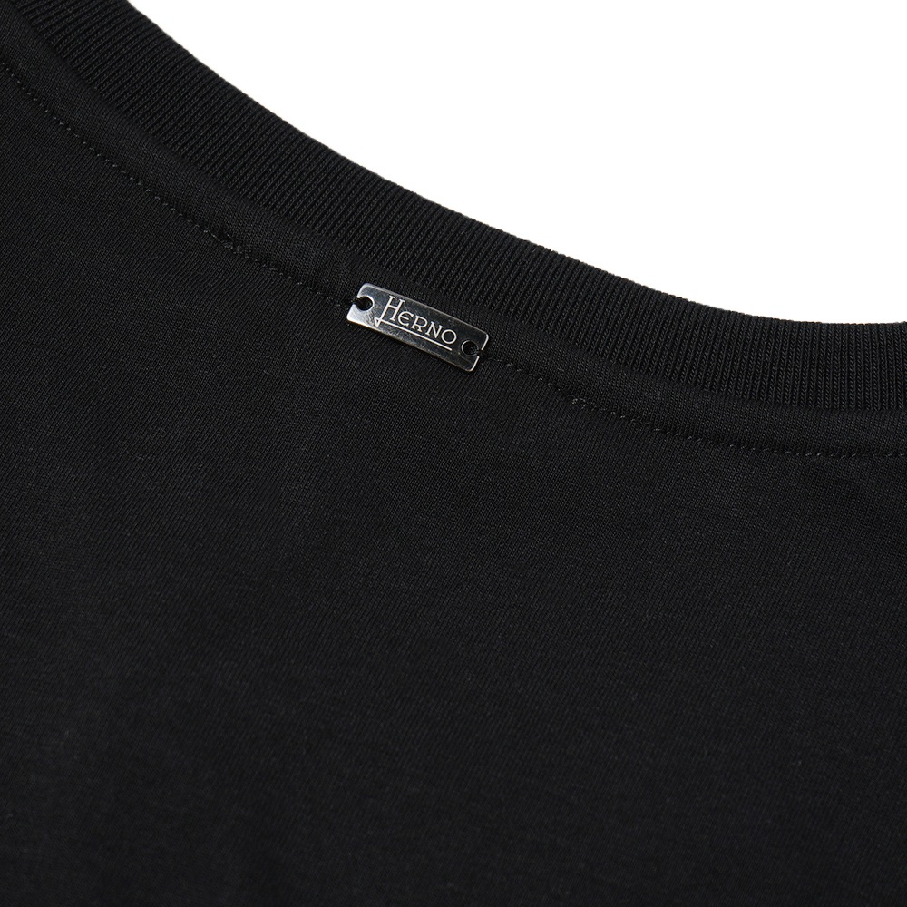 HERNO ヘルノ ライトベーシックジャージ エンボスロゴ ショートスリーブ Tシャツ JG000210U-52066 BLACK