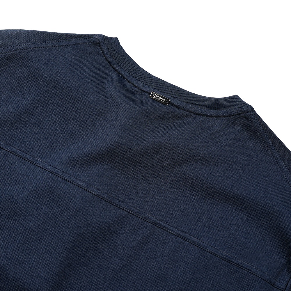 HERNO ヘルノ スーパーファインコットンジャージ モノグラムポケット ショートスリーブ Tシャツ JG000219U-52016 NAVY