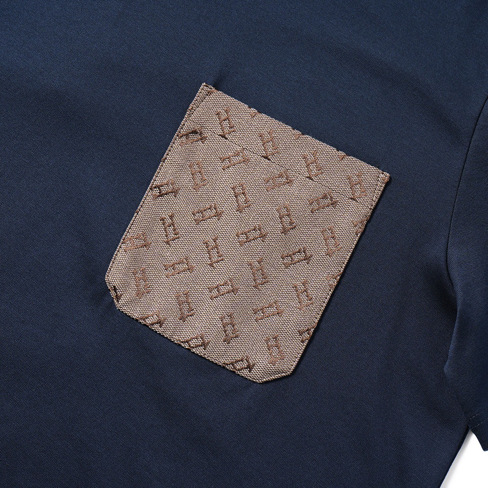 HERNO ヘルノ スーパーファインコットンジャージ モノグラムポケット ショートスリーブ Tシャツ JG000219U-52016 NAVY