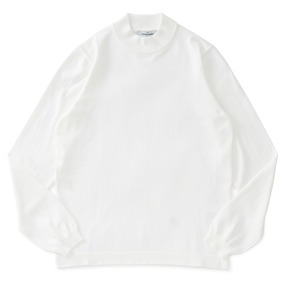 GRANSASSO グランサッソ ソフトコットン ニット モックネック ロングスリーブ 58108/18120 WHITE