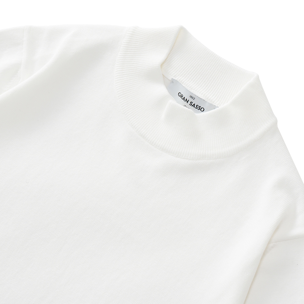 GRANSASSO グランサッソ ソフトコットン ニット モックネック ロングスリーブ 58108/18120 WHITE