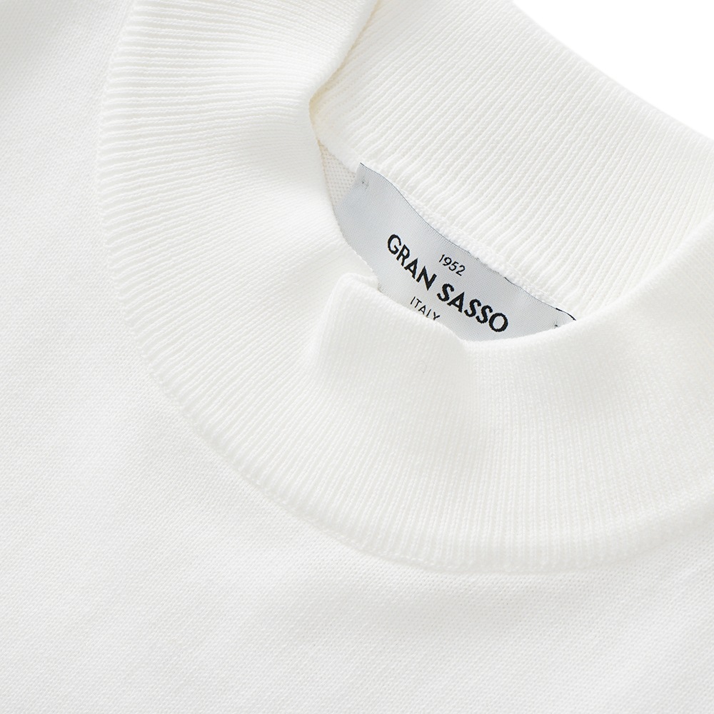 GRANSASSO グランサッソ ソフトコットン ニット モックネック ロングスリーブ 58108/18120 WHITE