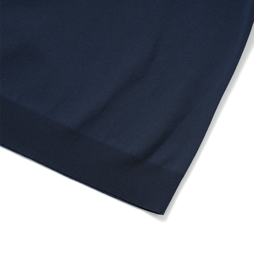 Revenir リブニール ウォッシャブル コットン・ポリエステル ニット クルーネック S/S Tシャツ INT-009 NAVY