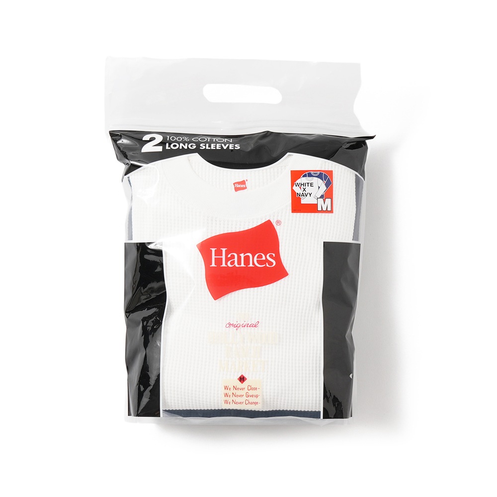 Hanes × HOLLYWOOD RANCH MARKET ヘインズ×ハリウッドランチマーケット Hanes × HRM EXCLUSIVE サーマルクルーネック 2パックTシャツ 1021250 NAVY