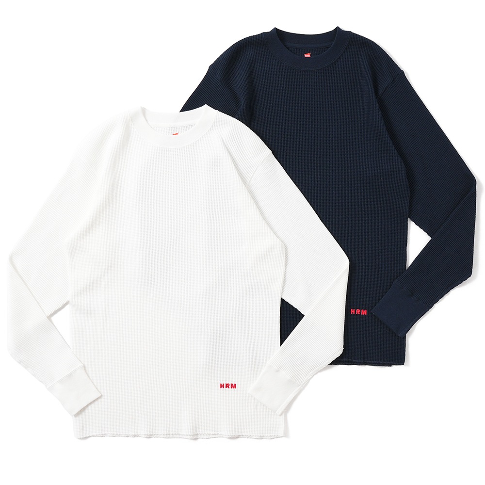Hanes × HOLLYWOOD RANCH MARKET ヘインズ×ハリウッドランチマーケット Hanes × HRM EXCLUSIVE サーマルクルーネック 2パックTシャツ 1021250 NAVY
