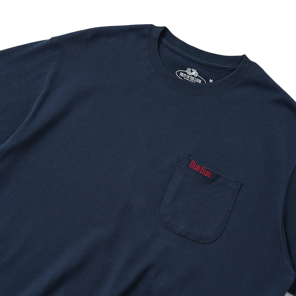 FRUIT OF THE LOOM×BLUE BLUE フルーツオブザルーム×ブルーブルー ニットライククルーネックポケットシャツ 1020033 NAVY