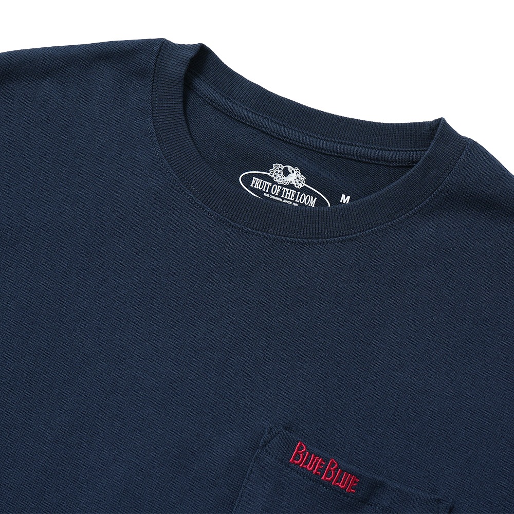 FRUIT OF THE LOOM×BLUE BLUE フルーツオブザルーム×ブルーブルー ニットライククルーネックポケットシャツ 1020033 NAVY