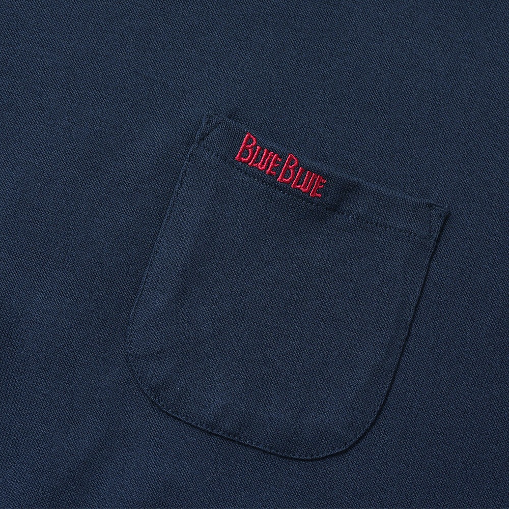 FRUIT OF THE LOOM×BLUE BLUE フルーツオブザルーム×ブルーブルー ニットライククルーネックポケットシャツ 1020033 NAVY