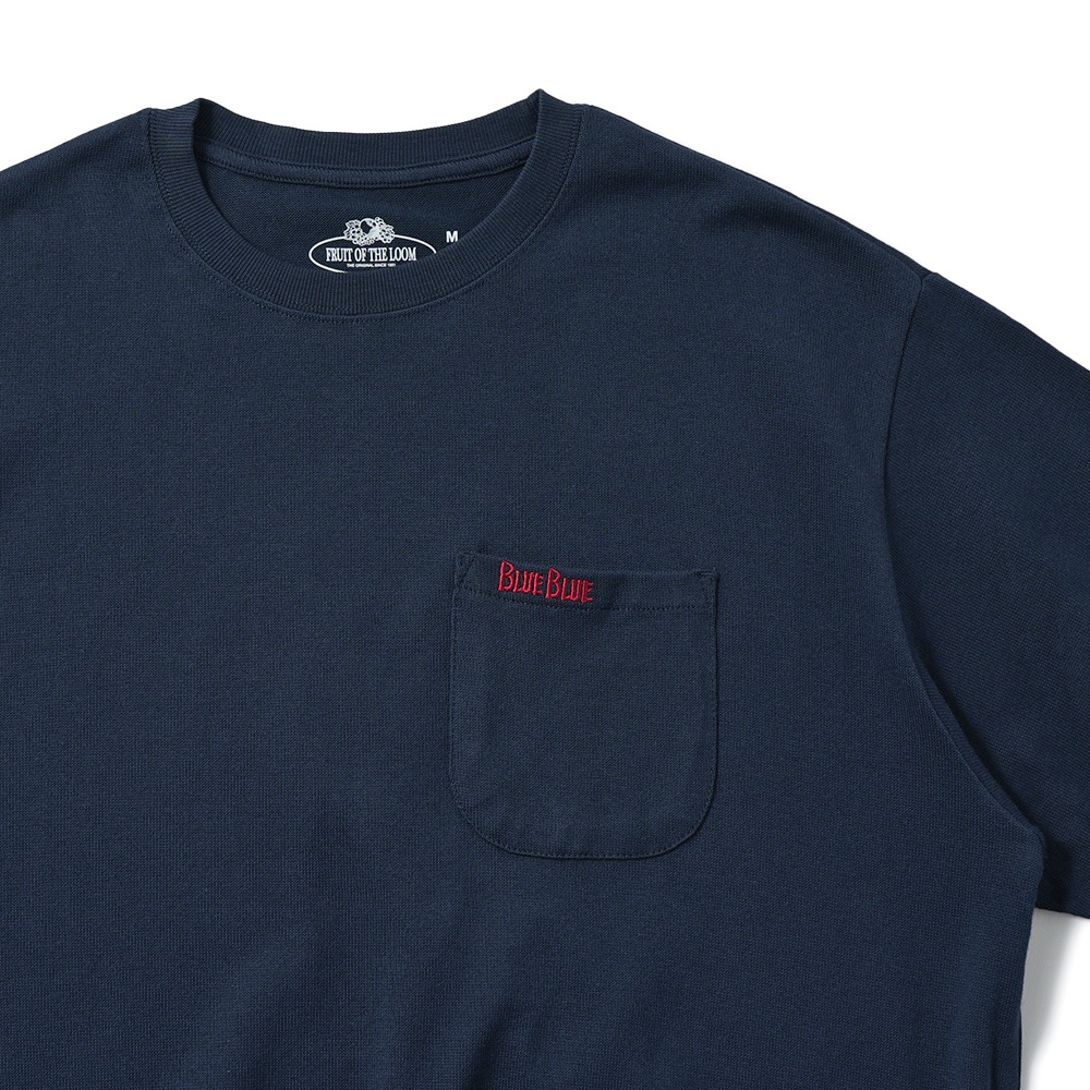 FRUIT OF THE LOOM×BLUE BLUE フルーツオブザルーム×ブルーブルー ニットライククルーネックポケットシャツ 1020033 NAVY