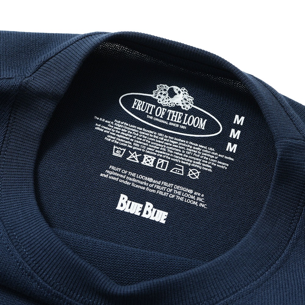 FRUIT OF THE LOOM×BLUE BLUE フルーツオブザルーム×ブルーブルー ニットライククルーネックポケットシャツ 1020033 NAVY