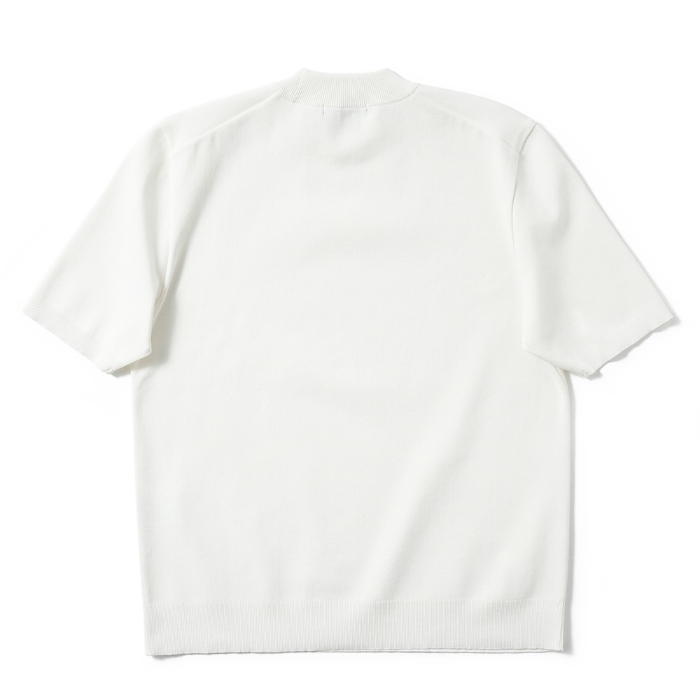 Revenir リブニール ウォッシャブル コットン・ポリエステル ニット モックネック S/S Tシャツ INT-010 WHITE