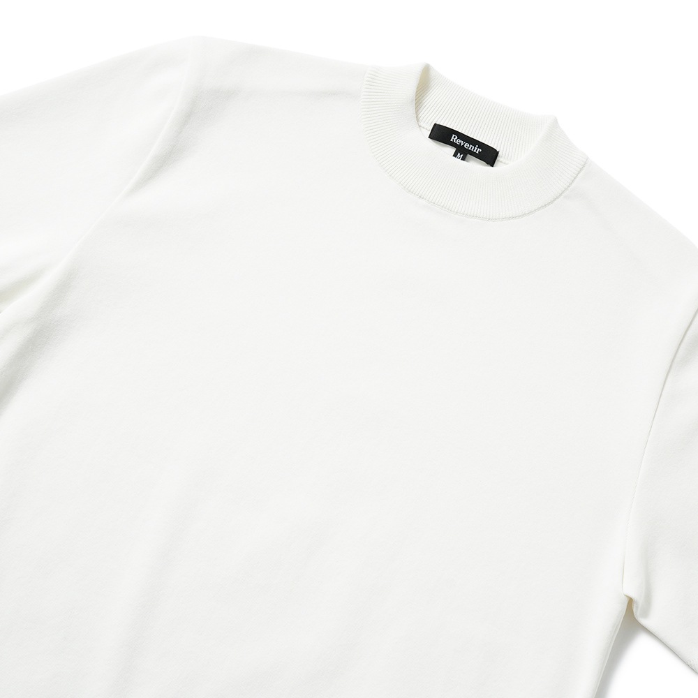 Revenir リブニール ウォッシャブル コットン・ポリエステル ニット モックネック S/S Tシャツ INT-010 WHITE