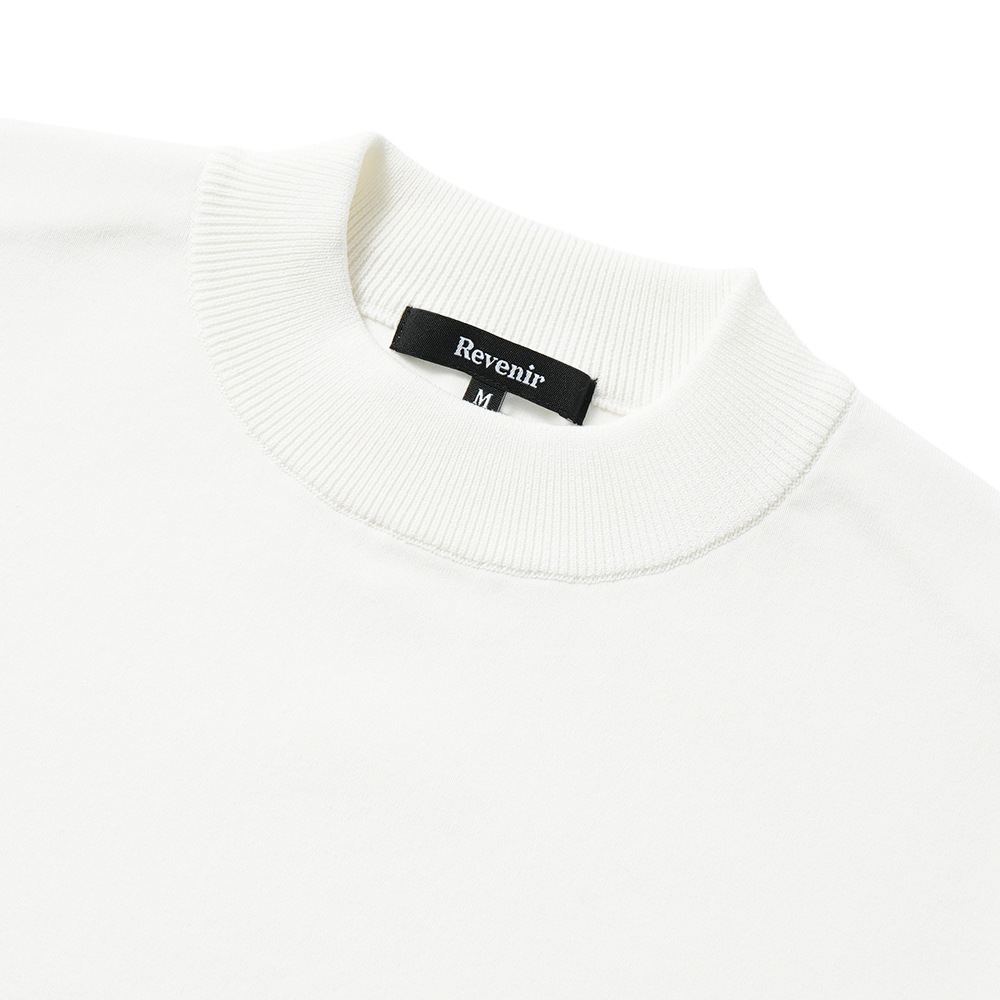 Revenir リブニール ウォッシャブル コットン・ポリエステル ニット モックネック S/S Tシャツ INT-010 WHITE
