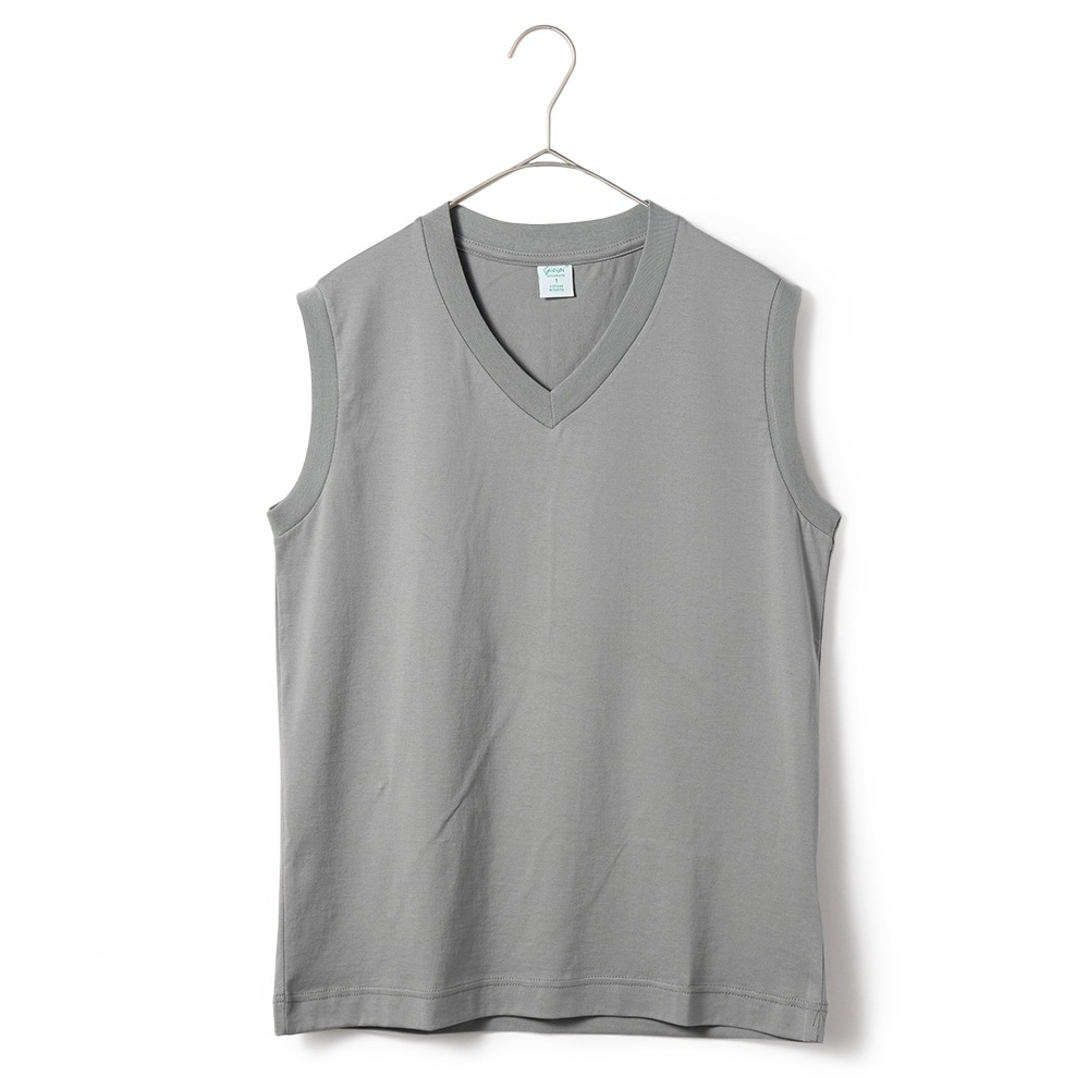 GICIPI ジチピ 2414P ACCIAIO JERSEY DOPPIO RITORTO アッチャーイオ ジャージ ドッピオ リトルト 双糸ジャージ VネックノースリーブTシャツ GRAY