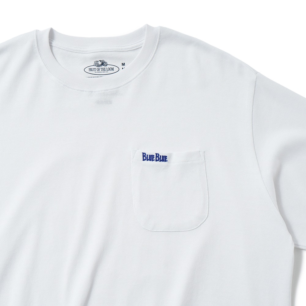 FRUIT OF THE LOOM×BLUE BLUE フルーツオブザルーム×ブルーブルー ニットライククルーネックポケットシャツ 1020033 WHITE